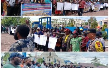 Masyarakat Dari Empat Distrik Duduki Kantor Dinas Perhubungan Mimika