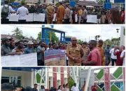 Bupati Mimika Johannes Rettob Bertemu Massa Unjuk Rasa Tuntut Pelayanan Penerbangan Subsidi