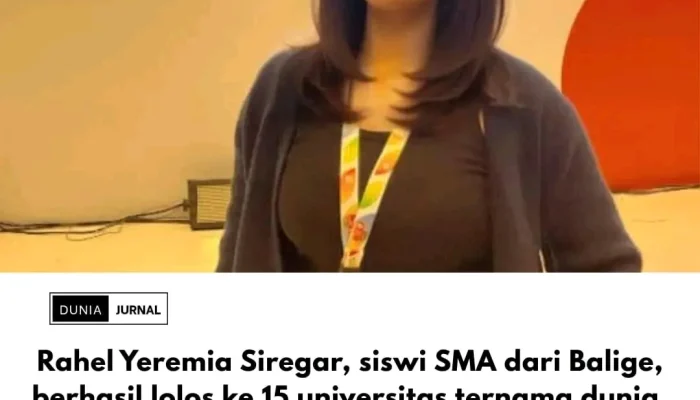 Rahel Yeremia Siregar siswi SMA Negeri 2 Sumatera Utara Diterima dari 15 universitas ternama di dunia