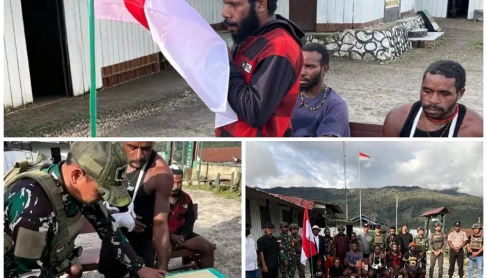 Tiga Bekas Anggota OPM Cium Bendera Merah Putih Setia Kepada NKRI