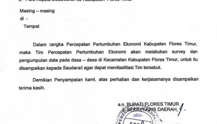 Sekda Flotim Teken Surat Tim Ekonomi, Publik Bertanya