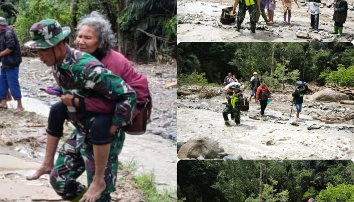 Di Tengah Deras, TNI Menjemput Nyawa